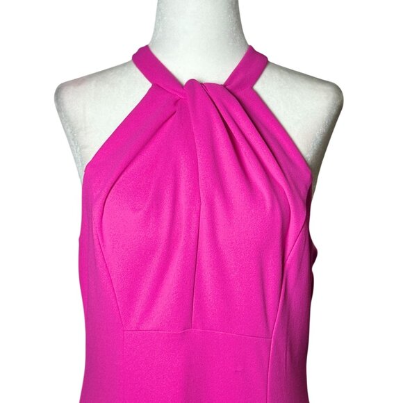 Julia Jordan Womens Midi Dress Size 6 Pink Twist Neck Halter Tulip Hem Summer - Picture 2 of 10